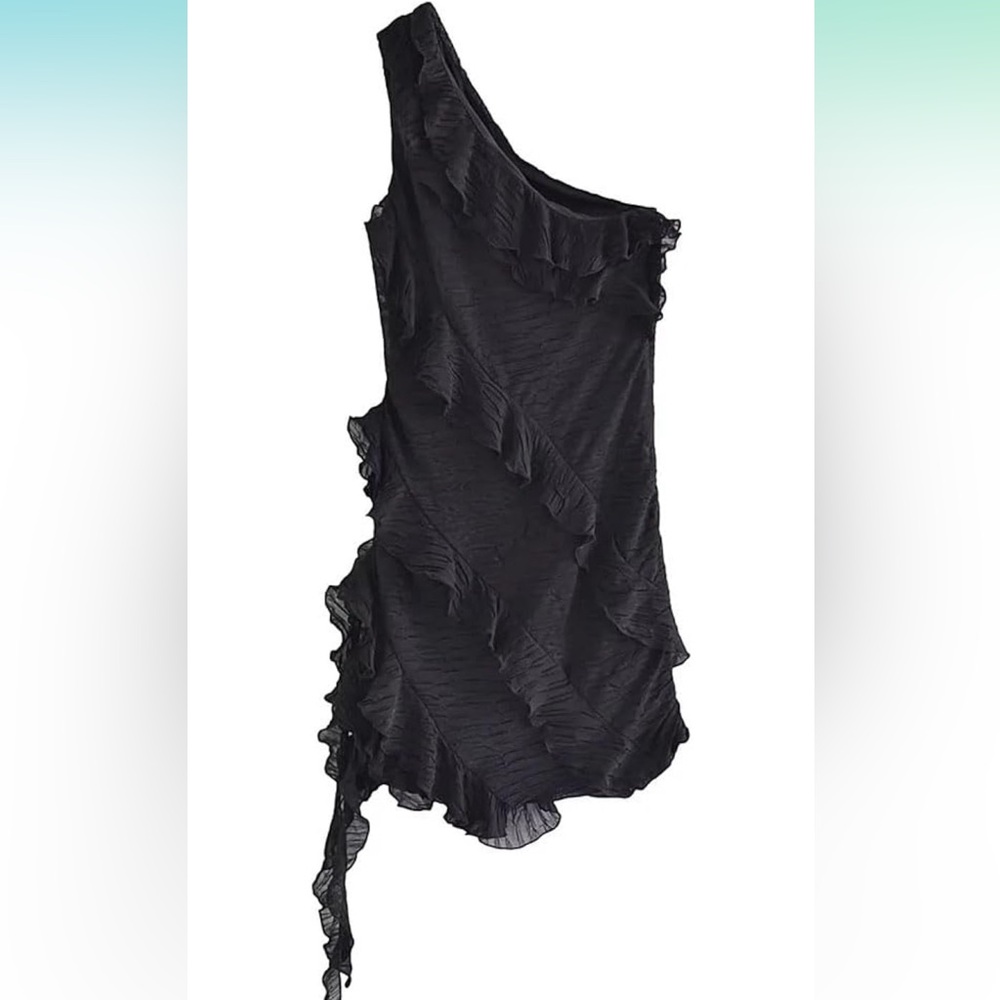 ZARA Asymmetric Ruffled Mini Dress